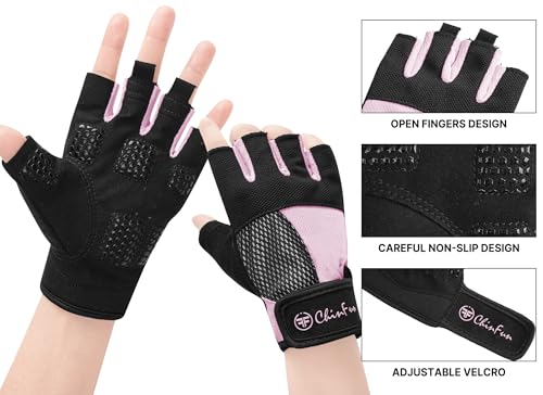 ChinFun Kayaking Gloves 3/4 Finger - Provide Cushioning and Protection, with Resistant Palm and Grip, Easy to Take on and Off, Perfect for Diving, Sailing, Kayaking - Men, Women, Youth - color: Pink, size: Small