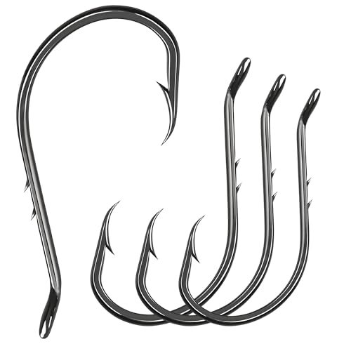 9KM DWLIFE Octopus Fishing Hooks, Double Barbed High Carbon Steel Hooks | Corrosion-Resistant Baitholder Circle Hooks with Sharp Points for Bass, Catfish, Walleye, Trout and Saltwater Fishing - size: 7/0#-50pcs