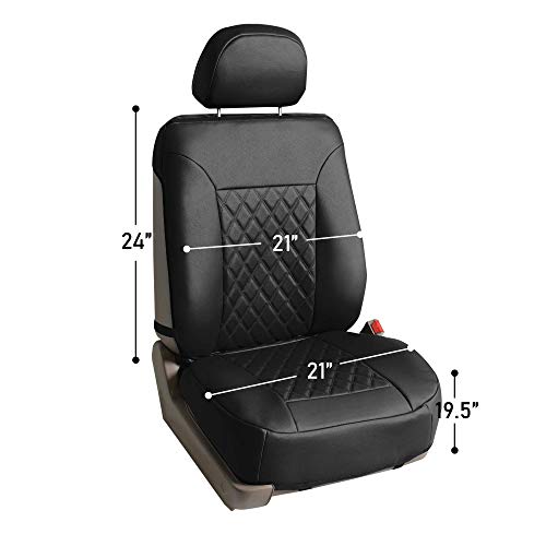 FH Group Deluxe Faux Leather Diamond Pattern Front Set Car Seat Cushions (Red) with Gift - Universal Fit for Cars, Trucks, & SUVs - color: Red