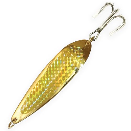 Crocodile Spoons 1oz, 6 Pcs Gold with Treble Hooks, for Saltwater & Freshwater Casting, Includes Durable Gold Finish, Ideal for Halibut, Barracuda, Tuna & More