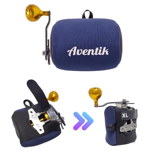 Aventik Neoprene Conventional Reel Cover Round Reel Gloves Trolling Reels Storage Reel Pouch Fits 800 1000 2000 3000 4000 5000 6000 Series Fishing Reels - color: Black/Red, size: XL:5.1''W x 3.5''D