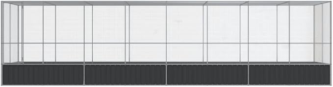 Large Metal Heavy Duty Walk-in Aviary Cage with Extension, Ample Activity Space Bird Cage with Lockable Door Also for Chickens and Rabbits, Silver 327.6"x81.5"x83.5" Steel,-414