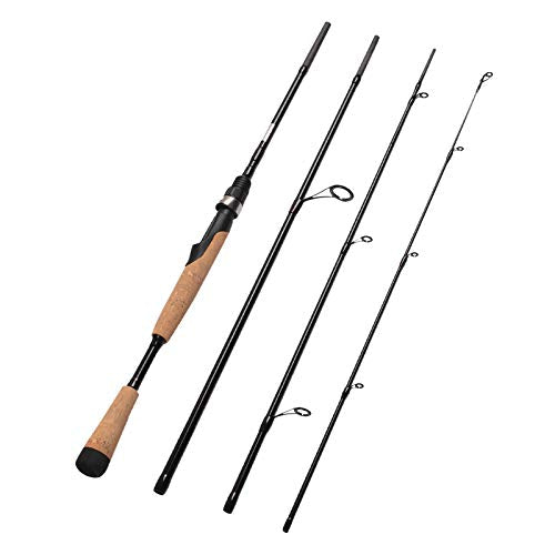 Fiblink 4 Pieces Travel Spinning Rod Medium Carbon Spinning Fishing Rod Portable Fishing Rod - size: 7' Medium