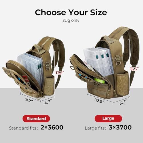 Piscifun Fishing Backpack with Rod Holder, Lightweight Sling Bag Storge Gear and Equipment - color: Khaki Camouflage, size: Standard, style: Latch
