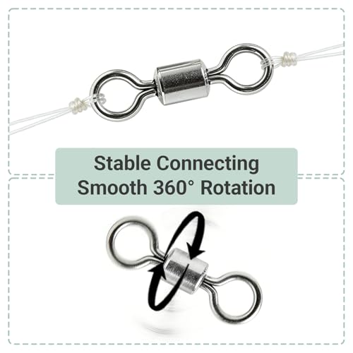 Atibin Stainless Steel Barrel Swivel Snap Saltwater Swivels Fishing High Strength Lure Fishing Swivel Heavy Duty SUS304 - size: #6 (106lb) 50pcs