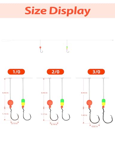 BLUEWING 3Pcs Pompano Rigs for Surf Fishing Pre-Rigged with Floats, High-Low High Carbon Steel Circle Hooks Saltwater Fish Tackle - size: 1/0 - 3pcs