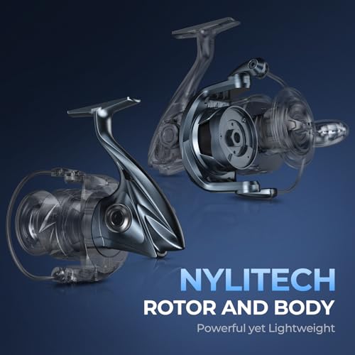 KastKing ReKon Saltwater Fishing Rod and Reel Combo, Fishing Poles & Reels Combo, Graphite Blank, Zirconia Rings, NyliTech Frame & Rotor, EVA Handle, Uplock Reel Seat - style: Spin-8'0" Medium Heavy-5000 Reel-2pcs