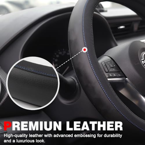 XITER Leather Steering Wheel Cover for Nissan Pathfinder 2022-2026,with Pathfinder Logo - color: Pathfinder 2022-2026,With "Pathfinder" LOGO