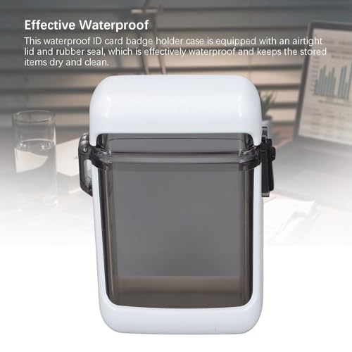 Fockety Waterproof ID Card Badge Holder Case, Clear Vertical Badge Holder, Heavy Duty Waterproof Sports Case, Waterproof Card Holder with Lanyard for Swimming, Credit Cards, Money (White) - color: White