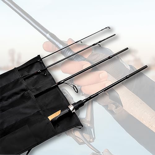 Fiblink 4 Pieces Travel Spinning Rod Medium Carbon Spinning Fishing Rod Portable Fishing Rod - size: 7'6" Medium