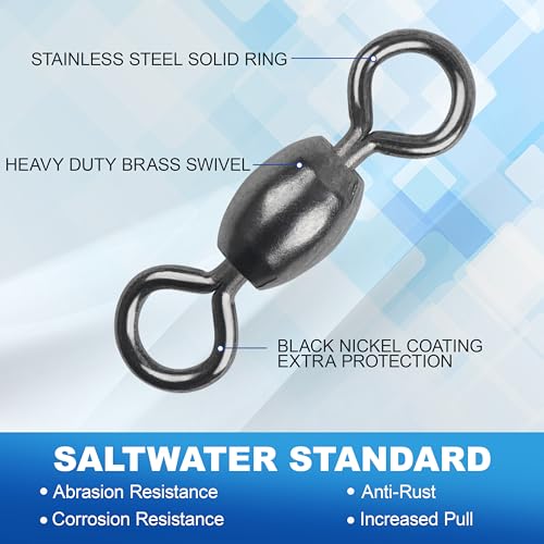 Fishing Barrel Swivel 100pcs Swivels Fishing Tackle Fishing Crane Swivels Stainless Steel High Strength Barrel with Solid Ring Fishing Line Connector for Saltwater Freshwater 30LB-96LB - size: 2#-100PCS