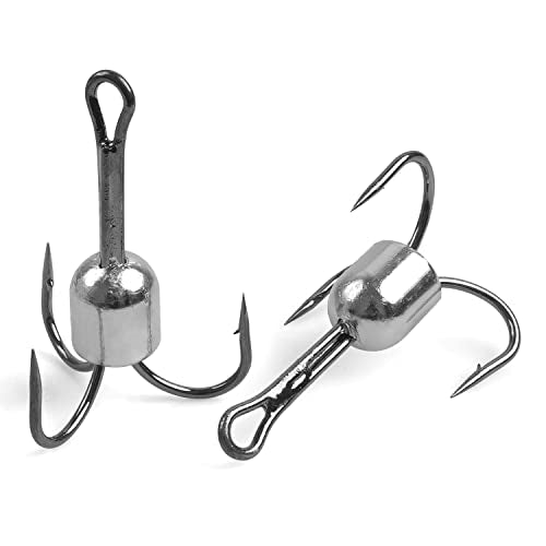 Snagging Hooks Snagging Weighted Treble Hooks 5pcs Large Weighted Fishing Hooks for Baitfish Tuna Swordfish Trout Salmon Fishing 4 Sizes 1oz 1.25oz 1.5oz 2.5oz - size: 8/0-1.5oz-5pcs