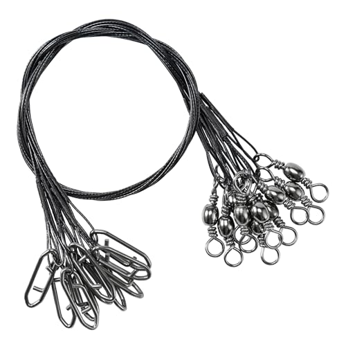 QISHUO Stainless Steel Fishing Leaders Strength Rigs Saltwater Fishing Leader Heavy Snap Lure Wire Leaders Line Black Nickel - size: Size #3 (9.8in-40lb) 30pcs