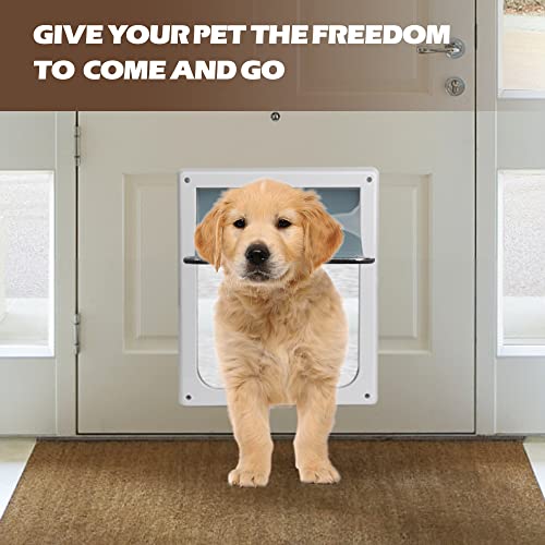Pet Flap Door 2 Ways Locking Dog Wall Entry Pet Door with Transparent Flap for Dogs (Medium) - size: Medium
