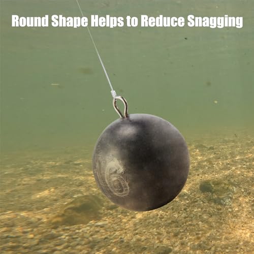 Dr.Fish Cannonball Sinkers Saltwater Lead Fishing Weights Round Ball Sinkers Trolling Downrigger Weights Bottom - size: 5oz-5 Pack