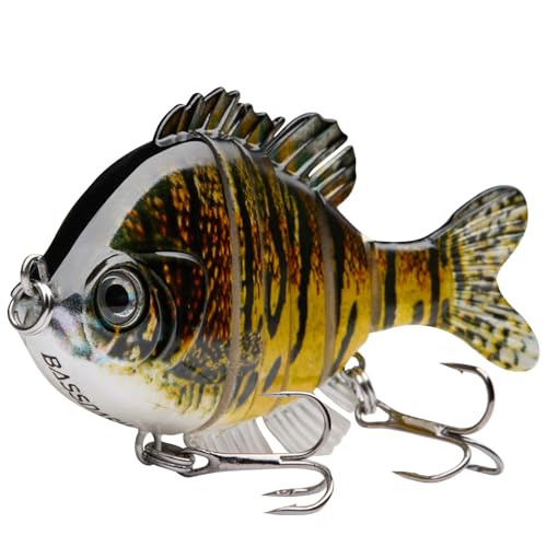 BASSDASH SwimPanfish Multi Jointed Panfish Bluegill Swimbaits Hard Topwater Bass Lures Fishing Lure Crank Saltwater 3.5in/0.85oz,Pack of 4 - color: WFBY