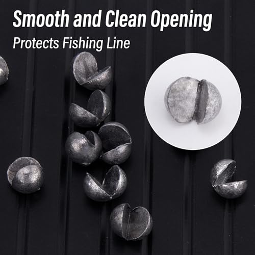 Dr.Fish 100 Pack Round Split Shot Weights Fishing Sinker Clip on Line Weight Tackle Fly Fishing Freshwater Saltwater - size: 1/14oz(#5)-100 Pack