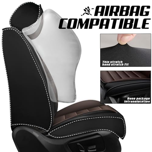 Car Seat Covers for Kia K5 2021-2026, Premium Nappa Leather, Waterproof, Anti-Slip, Full Coverage, Airbag Compatible, Breathable, All-Weather, Easy Install (5 Seats, Black&Coffee) - color: 5 Seats - Black&Coffee, size: Kia K5 2021-2026