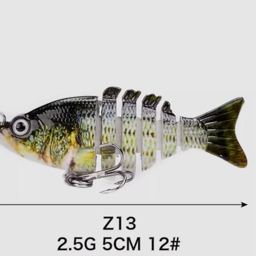 Mini Fishing Lures Multi Jointed Fish Fishing Slow Sinking Lifelike Swimbait Freshwater and Saltwater Crankbaits for Bass Trout Bass Lures 2in/0.08oz 12#Hook - color: 2# 1Pcs