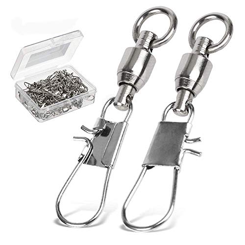 AMYSPORTS Fishing Swivels with Interlock Snap Ball Bearing Swivels Fishing Snap Swivels Saltwater Freshwater Fishing Tackle Leader Lure Jigs Line Fishing Connector - size: size6 (99lb) 25 pcs