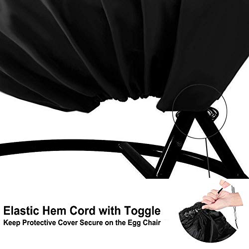 【Upgraded】Patio Egg Chair Covers with Zipper, 91 x 80 Large Wicker Egg Swing Chair Covers, Waterproof Heavy Duty Weather Resisatnt Outdoor Chair Cover, Windproof Hanging Chair Cover, Black, 1 Pack - color: Black, size: Double Seat 91'' (L) x 80''(W)