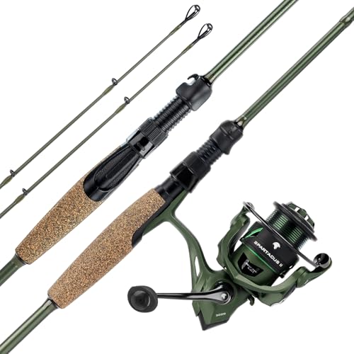 KastKing Spartacus II Twin-Tip Fishing Rod and Reel Combo, Spinning & Casting Combo, Fishing Poles and Reels Combo, KastFlex IM6 Graphite Blanks, 2-Piece Rods with Extra Tip - style: Spin-6'8'' M-2000 Reel (2 Pcs+ Extra Tip)