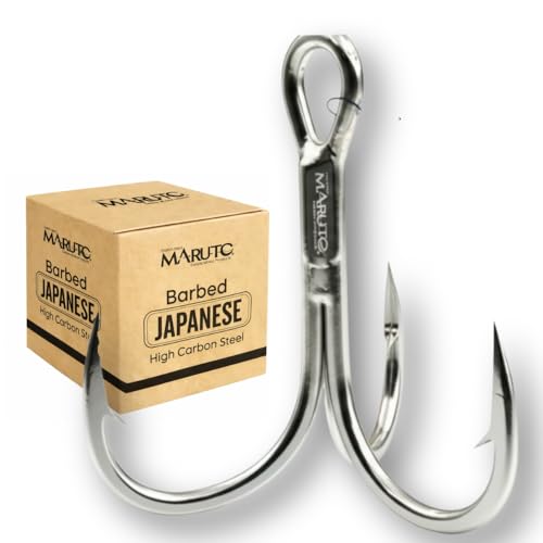 Maruto Barbed Treble Hooks for Effective Fishing | Small & Large Triple Hooks for Lures | Replacement Sharp Strong Hooks, Sizes 1, 2, 3, 4, 5, 6, 8, 10, 12. - size: 3 - 10 Hooks (Angler Pack)