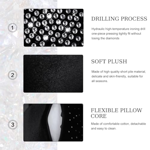 Yourkar Bling Car Seat Neck Pillow, Soft Bling Bowknot Headrest Neck Support Rest Cushion, Neck Relax Head Rest Auto Pillow with Crystal Rhinestone for Women, Car Accessories (Black) - color: Black