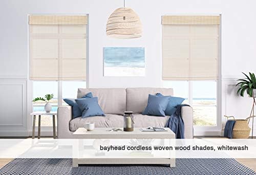 Cordless Woven Wood Roman Shades, 43W x 48H, Eastfield Ash, Sizes 20-72 Wide