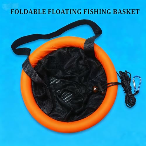 Foldable Floating Fish Basket – Portable Collapsible Fishing Net for Live Fish, Bait & Minnow Storage | Kayak Live Well Cage - size: L-Net Bottom Size:13.78ch
