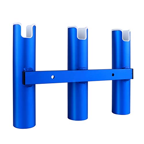 Aluminium Wall-Mounted Fishing Rod Holder for Boat, Garage & Marine - Holds Rods & Poles - color: Blue 3 Tubes