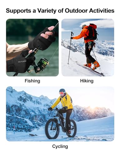 KUTOOK Winter Fishing Gloves for Men& Women Waterproof Glove Cold Weather Hunting Photography Shooting Hiking - color: Black, size: Small