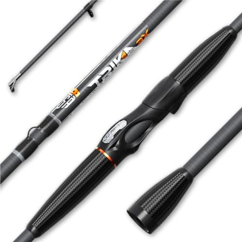 TRIKA 3X Carbon Rod Carbon Weave Rod for Extra Sensitive Vibration | Longer Casting | Lightweight Freshwater Fishing Pole - style: Spinning 7' Medium Lite/Fast 2 Pc.