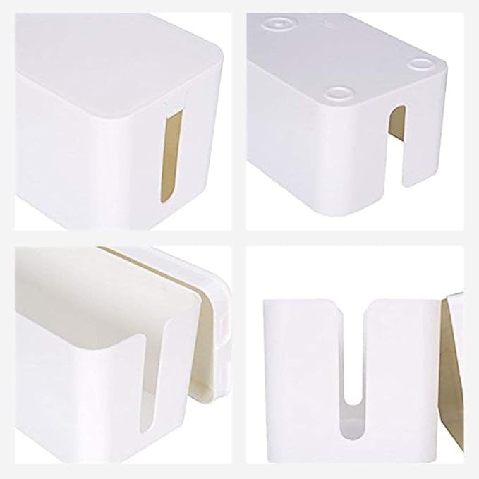 Cable Management Boxes, Set of 3 Sizes – White