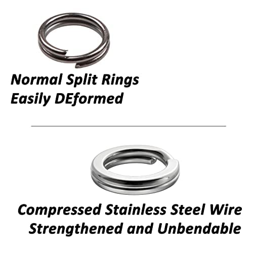 Dr.Fish Split Ring Stainless Steel Hyper Wire Flattened Fishing Lure Rings Heavy Duty Tackle Hook Line Connector Saltwater - size: #3-22LB(6mm, 0.24")