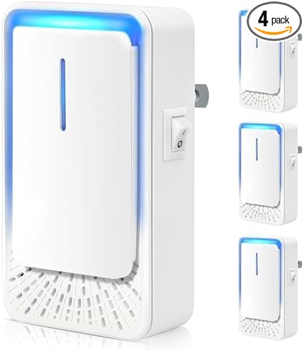Plug In Air Ionizers - 4Pack Negative Ion Technology Air Purifier, Quiet Mini Air Freshener for Home, Bedroom, Office, Basement - Portable Air Purifiers for Odor, Dust, Smoke, Pets Smell, White