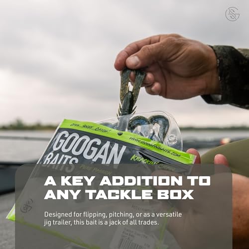 Googan Squad Krackin' Craw Soft Plastic Crawfish Bait for Bass Fishing – Patented V-Ridge Claws, Salt-Injected, Slaunch Sauce Scent (6pk) - color: Junebug, size: 3"