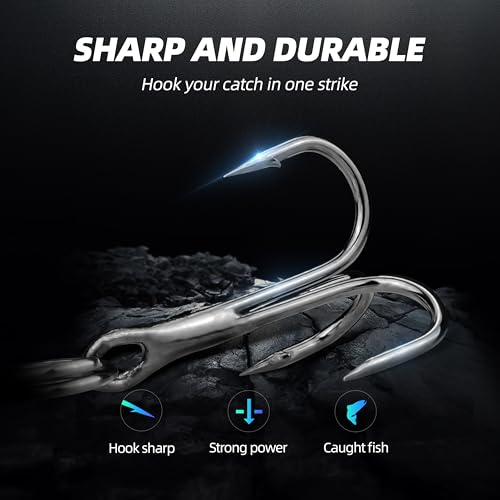 Fishing Rig with Weighted Jig Head and Treble Hook – Screw Lock Bait Keeper for Soft Lures, 3PCS Pack for Saltwater and Freshwater Fishing - size: 3/8oz, style: Double