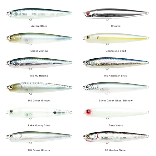 LUCKY CRAFT Gunfish 95NF Top Water Bass Fishing Lures, 4” Floating Lure with Cupped Mouth, Freshwater Trout and Bass Lures Fishing Gear, Accessories for Tackle Box - color: 292 Lake Murray Clear