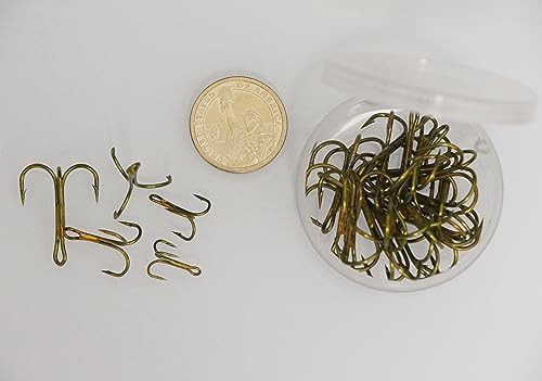 20pc/Box Fishing Treble Hooks Set High Carbon Steel Fishing Hooks Classic Round Bend Hook 2# 4# 6# 8# 10# - color: Tea, size: 10#-20pcs
