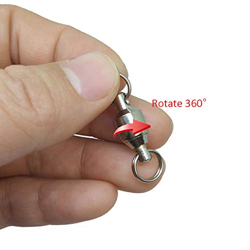 25/50pcs Ball Bearing Swivel Fishing Stainless Split Ring Fish Hooks Connectors for Saltwater 7LB-132LB - size: 2#-0.71"/17LB- 50PCS