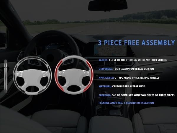 Steering Wheel Covers, 3PCs Leather Anti-Skid Clip on Car Steering Wheel Cover Protector Universal for Most Car Wheel, Beige - color: Beige