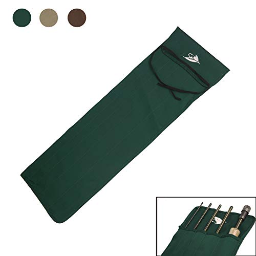 Aventik Fly Fishing Rod Bag Fishing Rod Sleeve Cover Pole Sock Glove Protector Bag Pouch with 5 Compartments - color: Green+khaki+coffee, size: 28inch/69cm