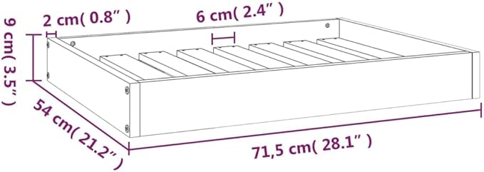 Modern Minimalist Dog Bed, Solid Pine Wood Pet Bed for Medium Dogs, Elevated Rustic Rectangular Pet Furniture, Durable Indoor Sleeping Platform, 28.1 x 21.3 in