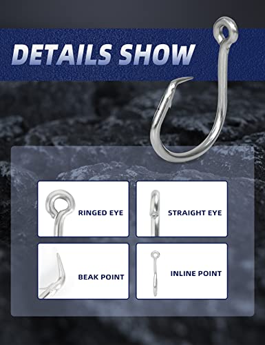 BLUEWING Big Game Circle Hooks Heavy Duty Stainless Steel for Saltwater & Freshwater Fishing - style: Size 08: 16/0, 5pcs