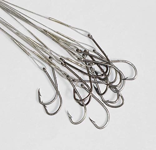 20pcs Wire Leader Hook Rigs Baitholder Fishing Hook Nylon Coated Fishing Wire Leader with Swivel - color: 10inch silver, size: 3#-20pcs