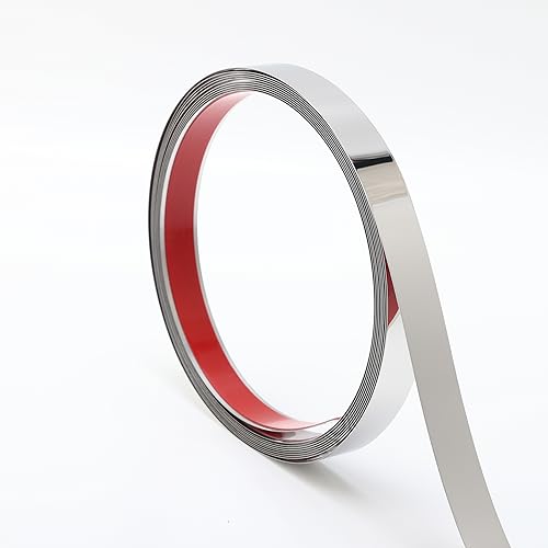 Silver Metalized Mirror-Like Finish Molding Trim, Peel and Stick Strip for Mirror Frame, Wall, Fireplace and Home DIY Decoration (16.4 ft x 1.6 inch) - size: 5m x 4cm