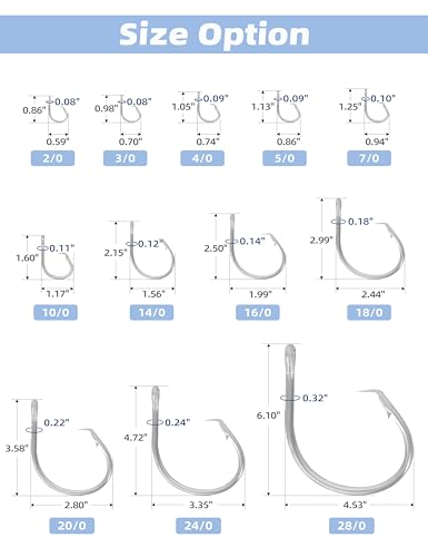 BLUEWING Big Game Circle Hooks Heavy Duty Stainless Steel for Saltwater & Freshwater Fishing - style: Size 08: 16/0, 5pcs