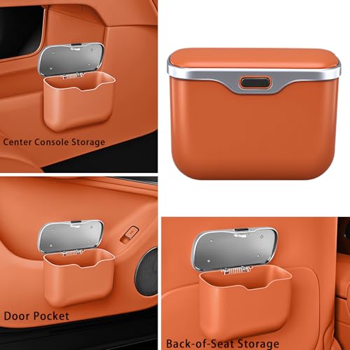 Car Trash Can with Lid - 2-in-1 Leather Top Car Garbage Can & Storage Box | Leakproof, Waterproof Hanging Auto Trash Bin for Back of Seat, Door, SUVs, Trucks, Sedans Grey - color: Grey