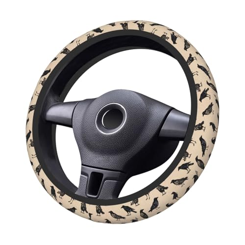 Goth Raven Elastic Steering Wheel Cover Non-Slip Breathable Steering Wheel Protector Fit Auto, SUVs, Truck - color: Goth Raven